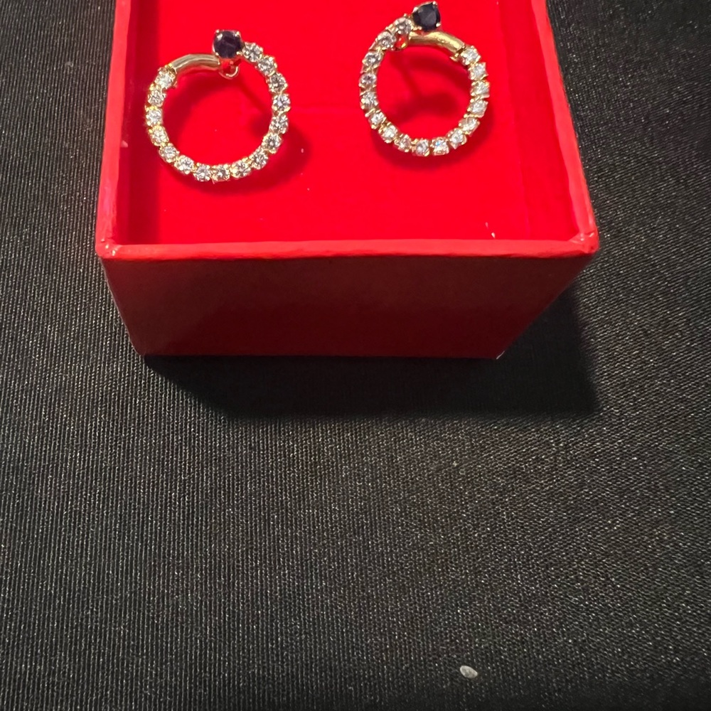 14K YELLOW GOLD DIAMOND & SAPPHIRE  EARWRAP EARRINGS